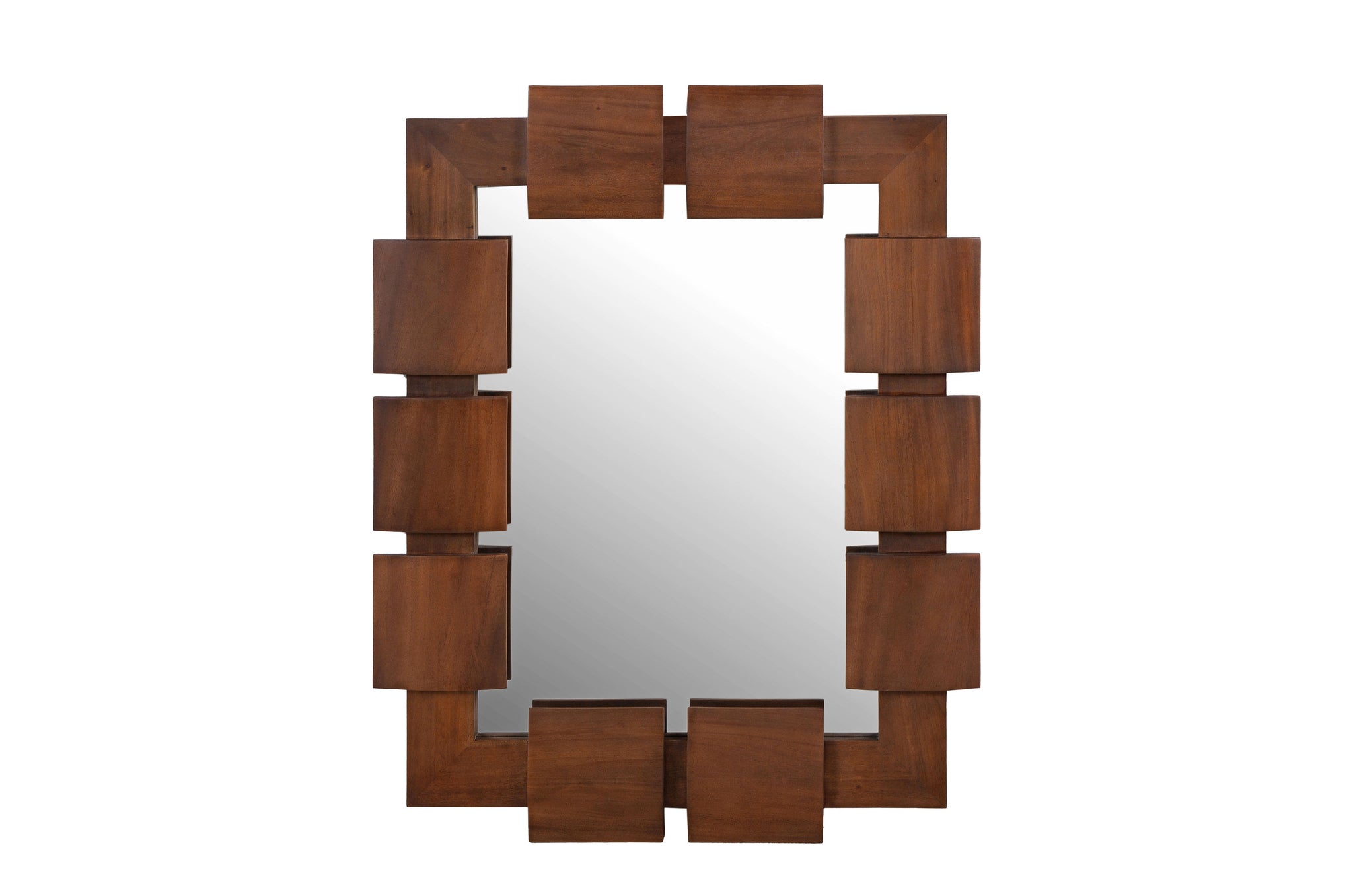 Rechthoekige designspiegel Raba met mahoniehouten blokframe in Light Roasted Coffee.