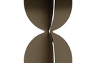 Design consoletafel in Dark Brown en Brushed Bronze met sculpturaal onderstel