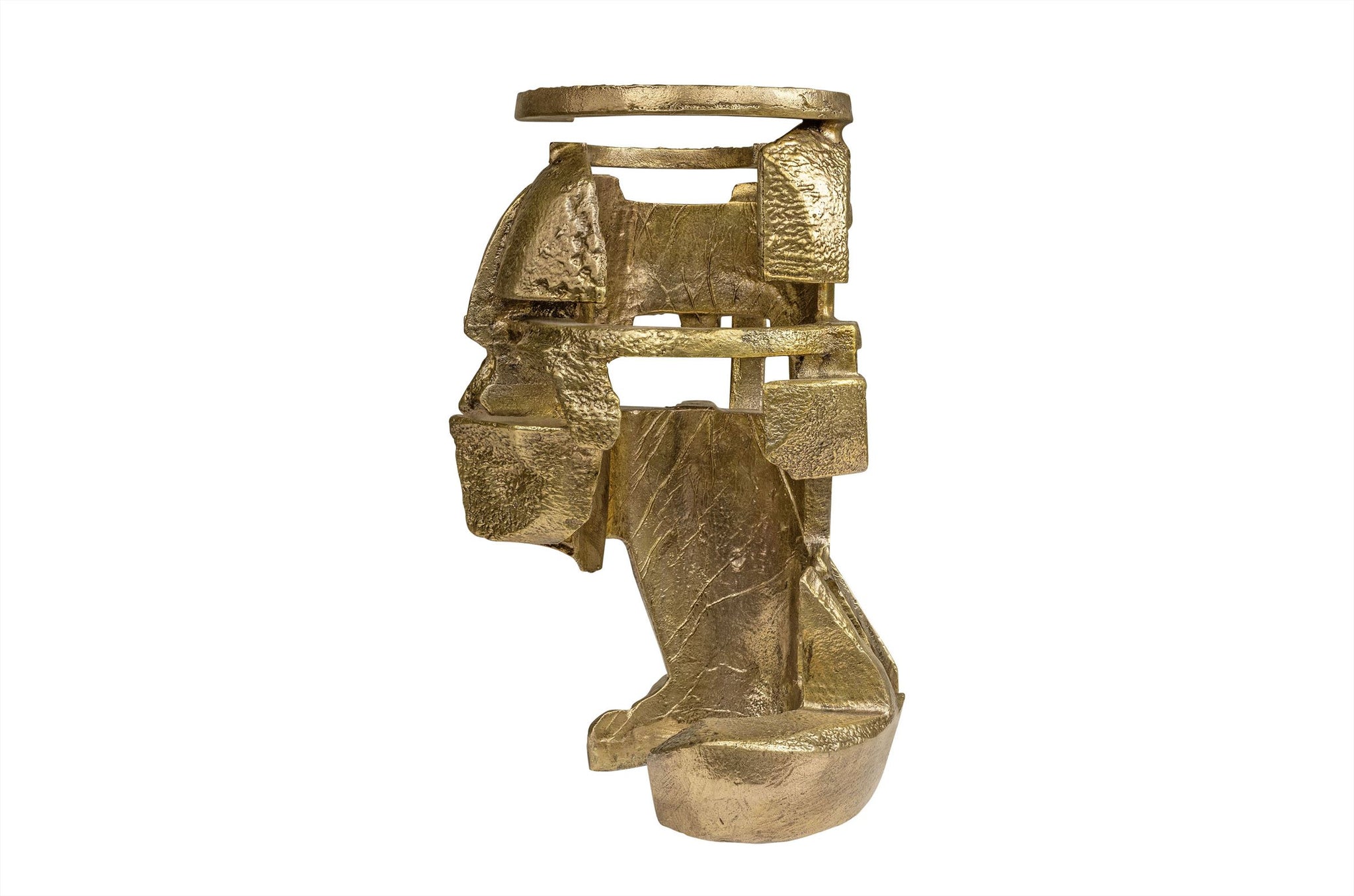 Sculpturaal object in aluminium met warme bronzen afwerking.