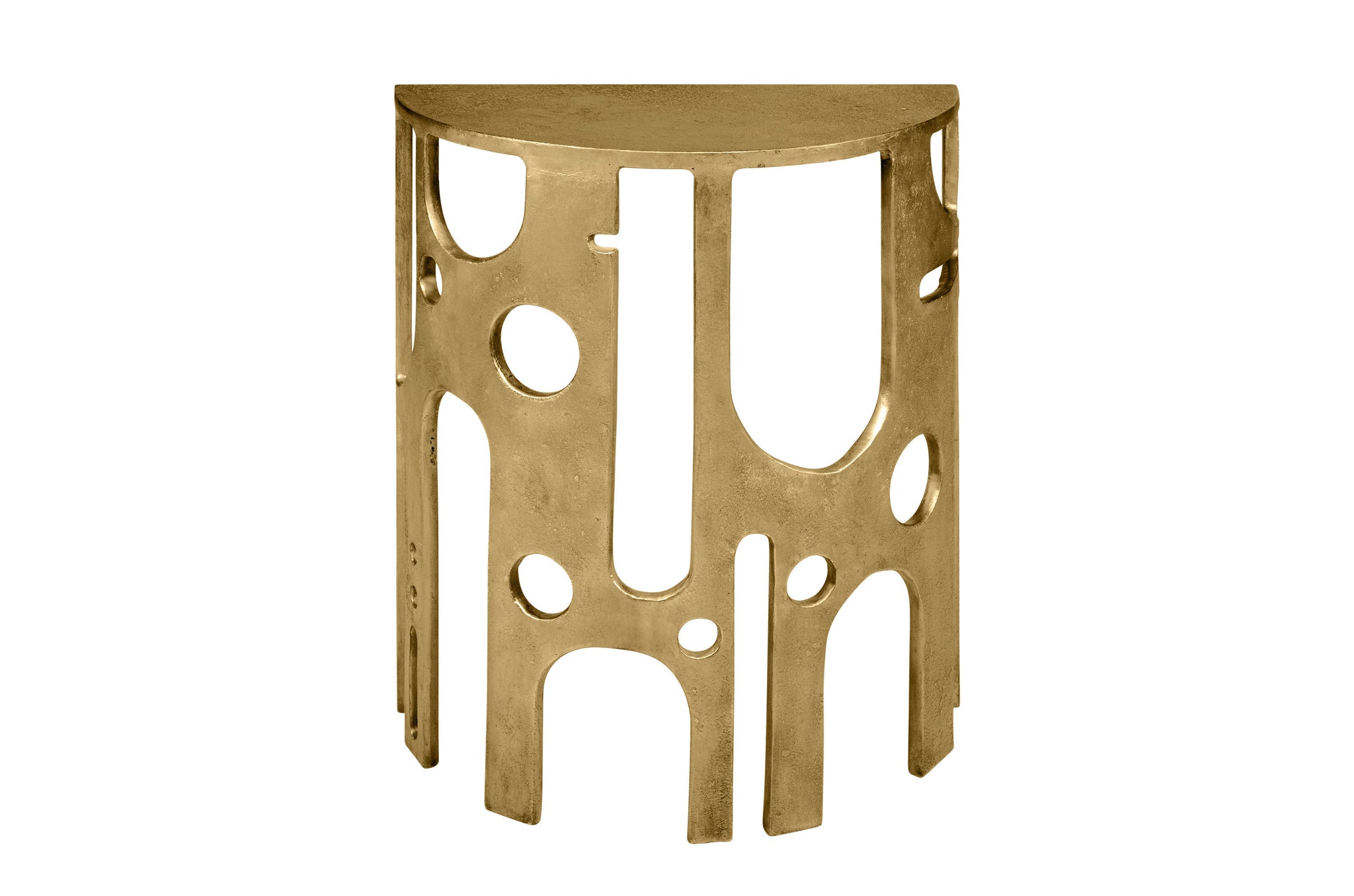 Sculpturale bronzen consoletafel van aluminium met organische uitsparingen – Versmissen Savage