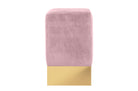 Roze velvet poef Stella met shiny gouden voet