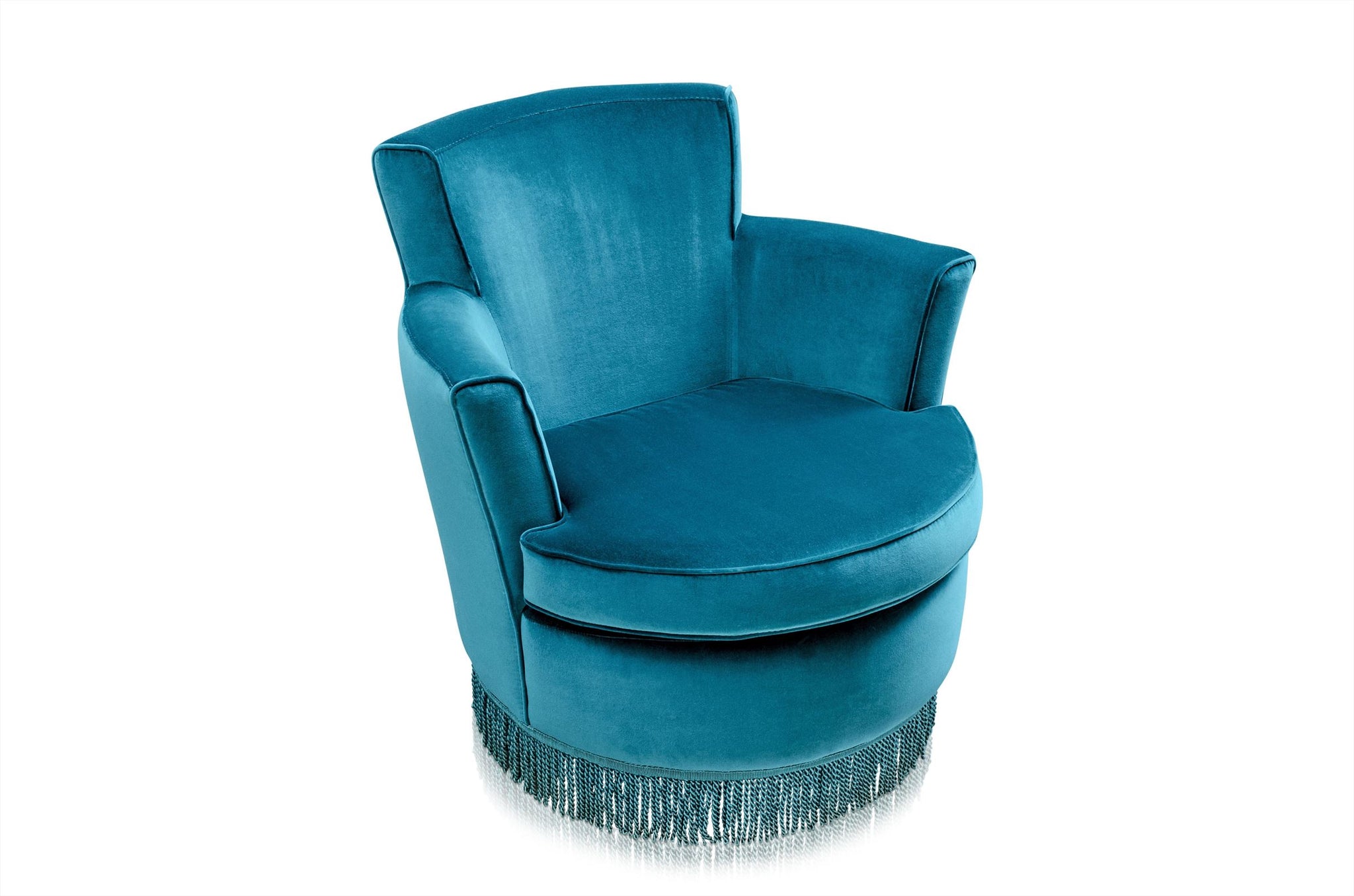 Designstoel Studio P met auto-return swivel en elegante franjerand