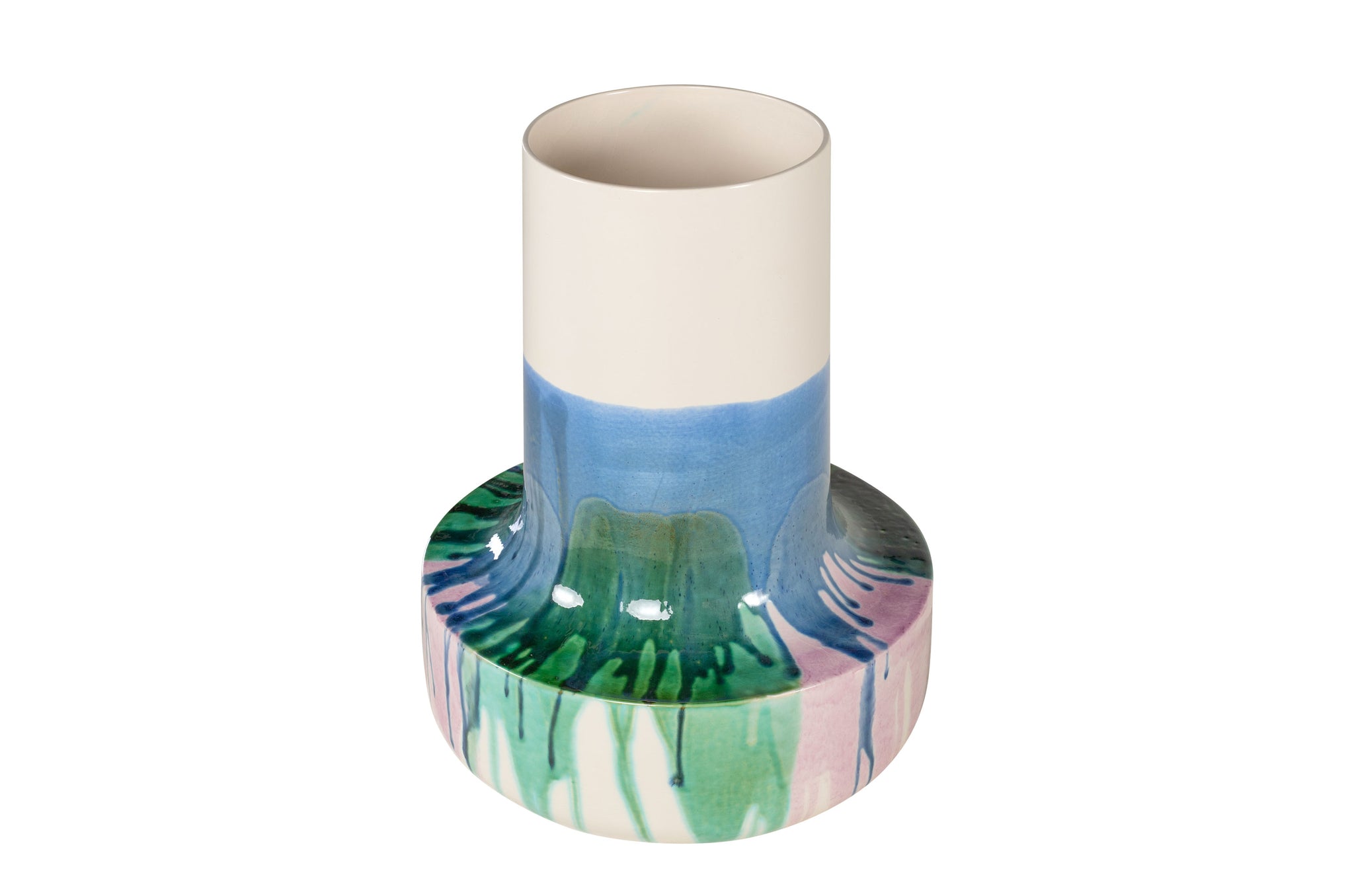 Vaas True met glazuur in vloeiende tinten en waterdicht binnenvaasje.