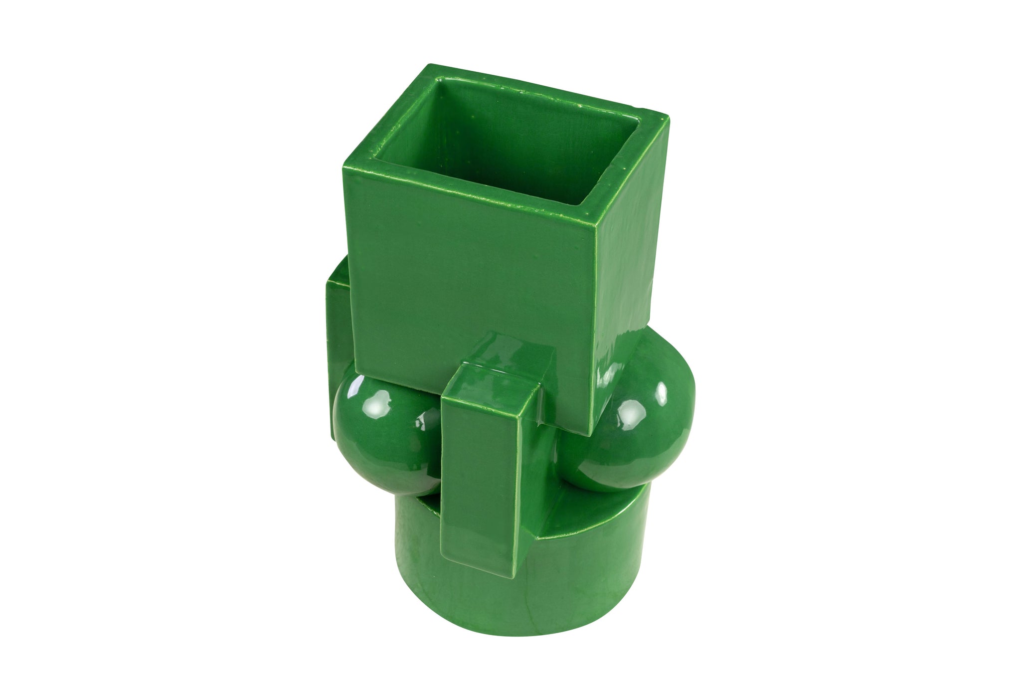 Detail van keramische wandlamp Vector met geometrische vorm en groene glazuur