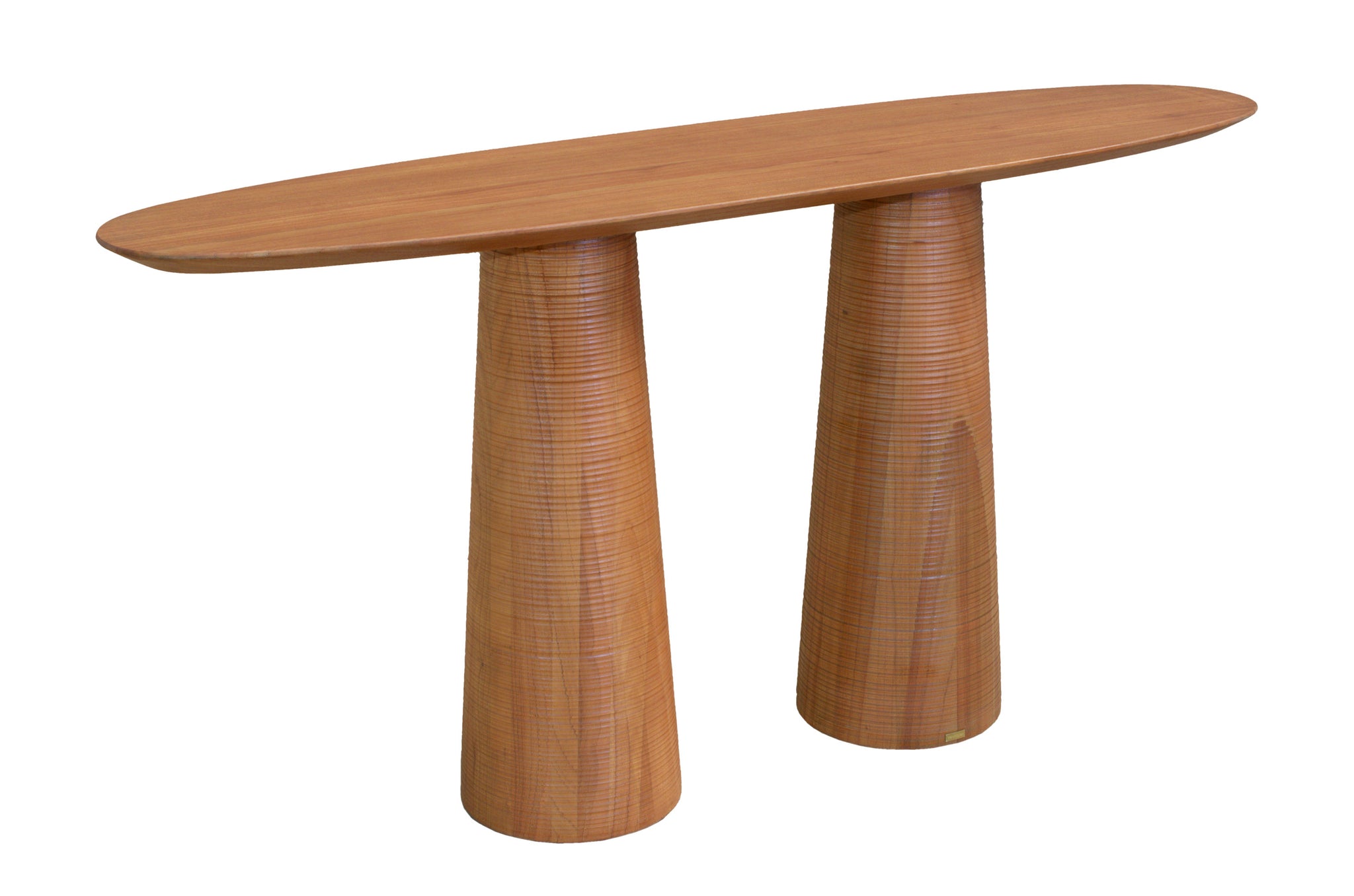 Amberkleurige houten consoletafel met sculpturale poten van Versmissen