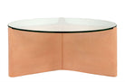 Ronde salontafel Yenn met Terracotta GRC-onderstel en glazen blad